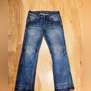 Rock Revival Blue Bootcut Jeans with Natural Fading
